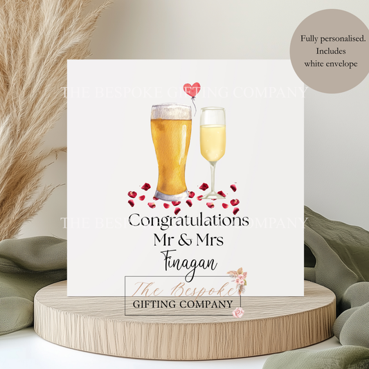 Pint & Champagne Wedding Card