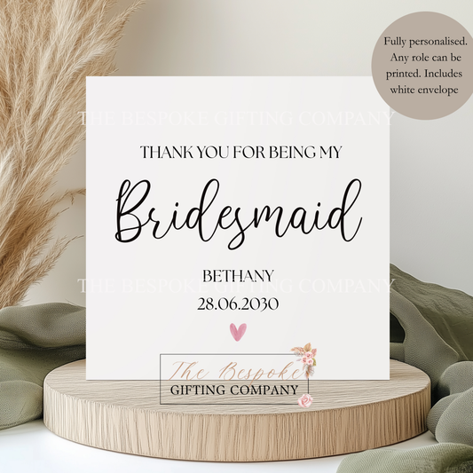 Thank You Bridesmaid Card